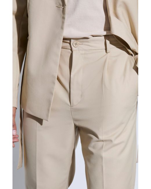 BoohooMAN Tapered Fit Suit Trousers in Natural für Herren