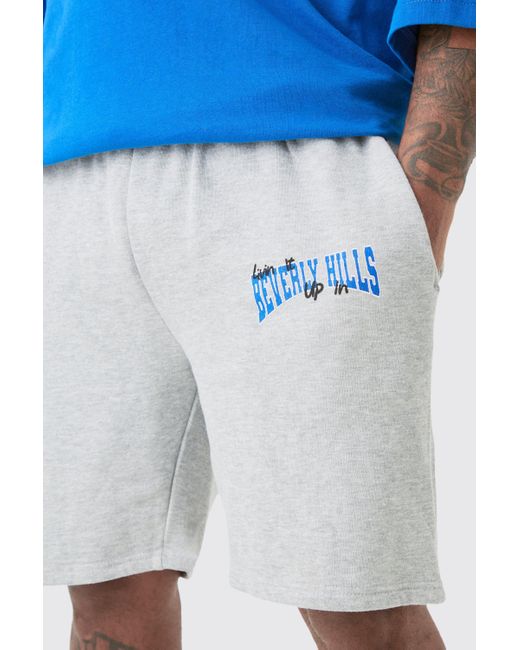 BoohooMAN Blue Plus Loose Fit Varsity Jersey Shorts for men