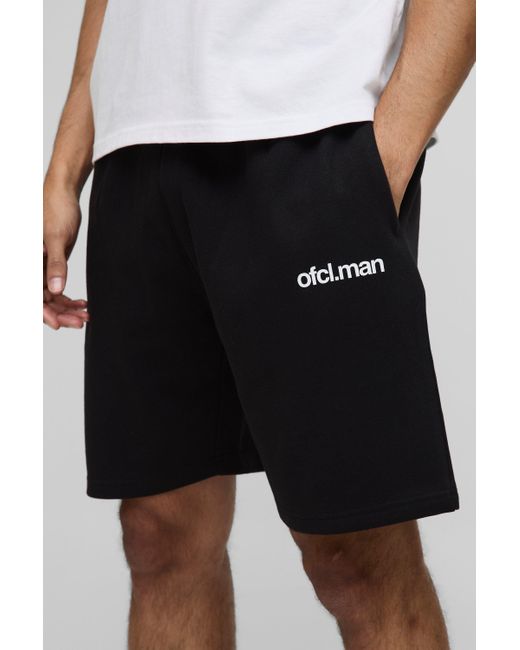 BoohooMAN Lockere mittellange Official Man Shorts in Black für Herren