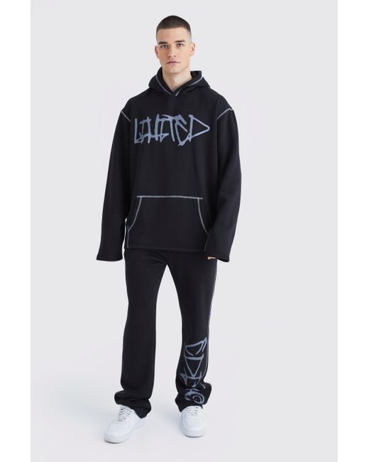 BoohooMAN Tall Oversized Graffiti Tracksuit in Blue for Men Lyst UK
