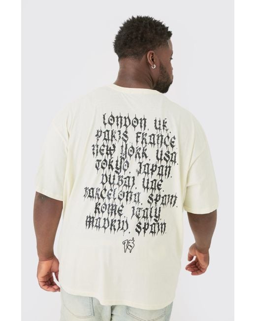 BoohooMAN White Plus Oversized Homme Cross Front & Back Print T-shirt for men