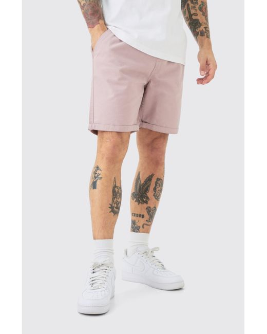Slim Fit Elastic Waist Bermuda Shorts Boohoo de color Pink