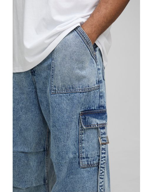 BoohooMAN Plus Parachute Cargo-Jeans in Blue für Herren