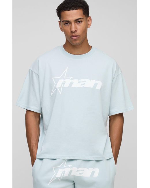 BoohooMAN White Oversized Boxy M Star T-Shirt for men