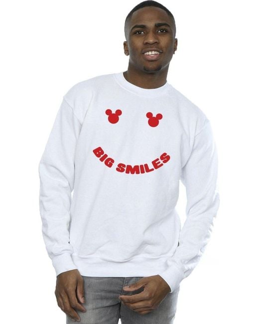BoohooMAN White Disney Mickey Mouse Big Smile Sweatshirt for men