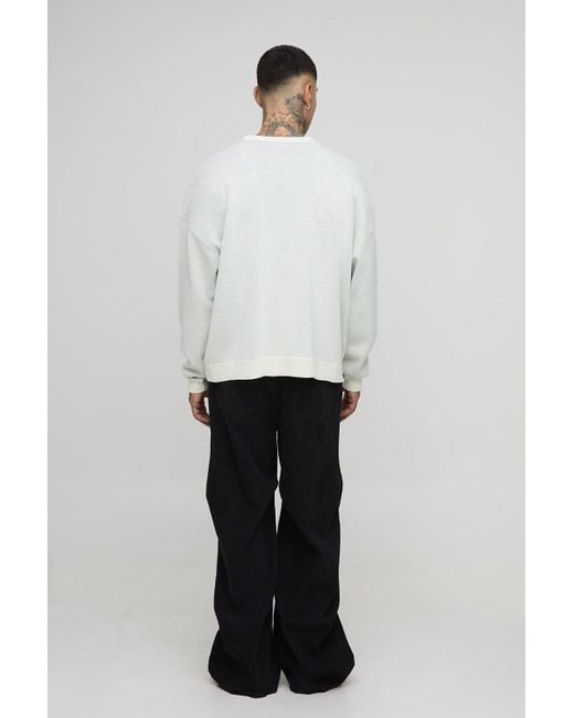 BoohooMAN White Tall Oversized Boxy Knitted Sweater for men