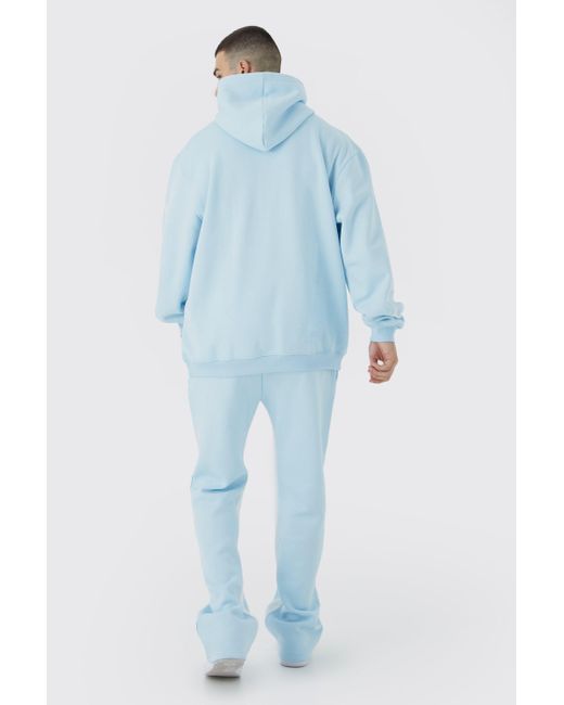 BoohooMAN Blue Tall Oversized Graffiti Gusset Hooded Tracksuit for men