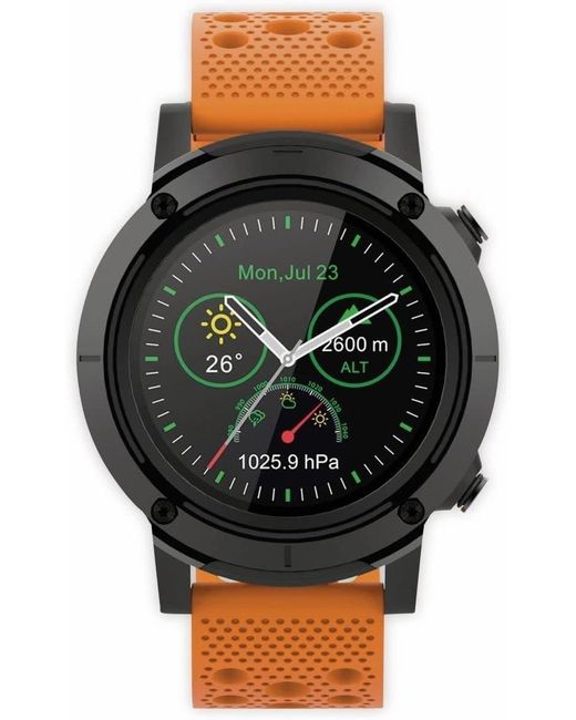BoohooMAN Orange Denver Smart Watch Bluetooth Gps Fitness Tracker Heart Rate Waterproof Notification for men