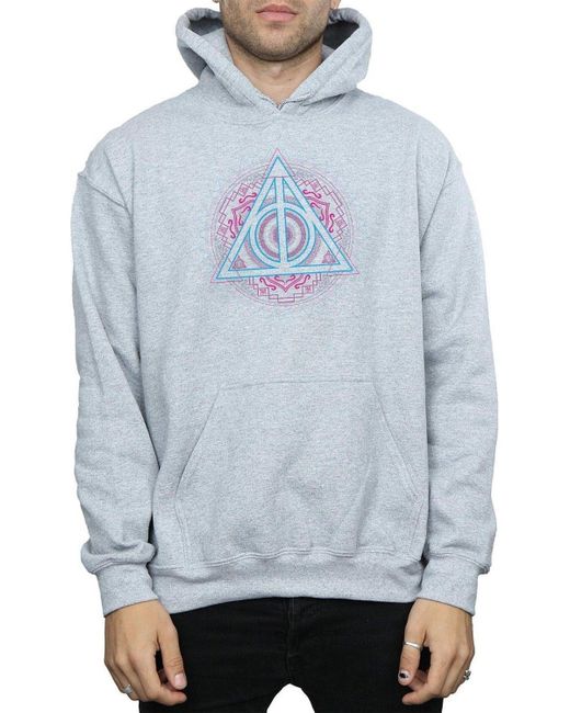 BoohooMAN Blue Harry Potter Neon Deathly Hallows Hoodie for men