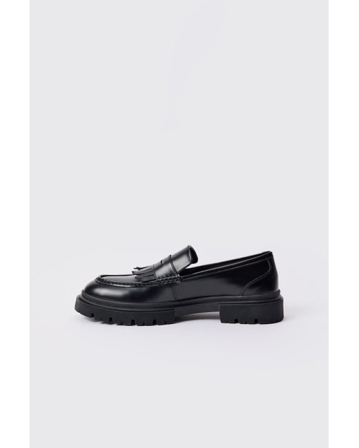 BoohooMAN Pu Chunky Sole Tassel Loafer In Black for men