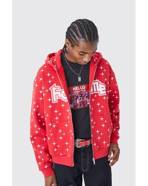 Boohooman red shop hoodie