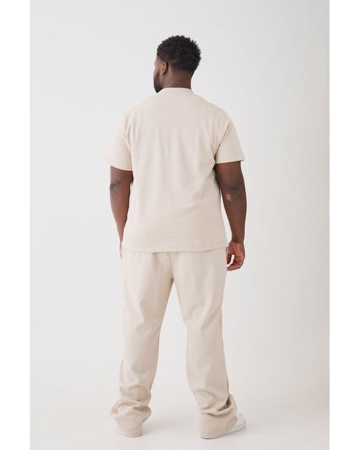 BoohooMAN Natural Plus Oversized T-shirt & Relaxed Jogger Interlock Set for men