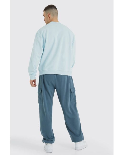 BoohooMAN Blue Tall Loose Fit Cargo Jogger for men