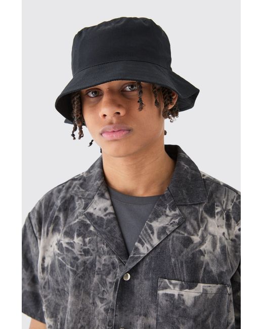 BoohooMAN Schwarzer Basic Anglerhut in Black für Herren