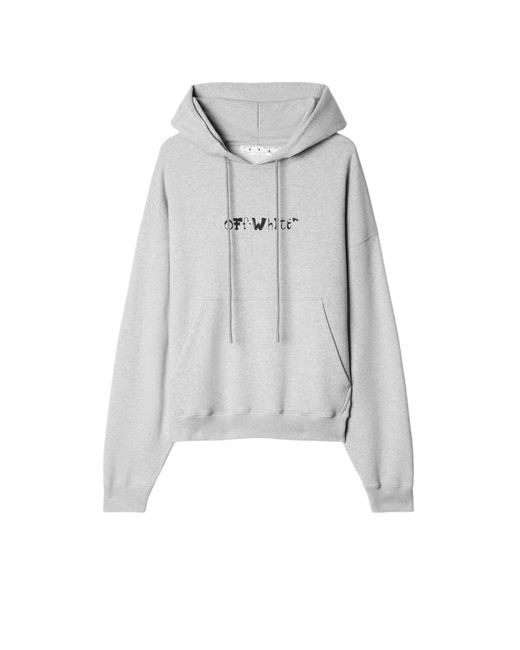 BoohooMAN Gray Off-white Face Design Skate Fit Grey Hoodie for men