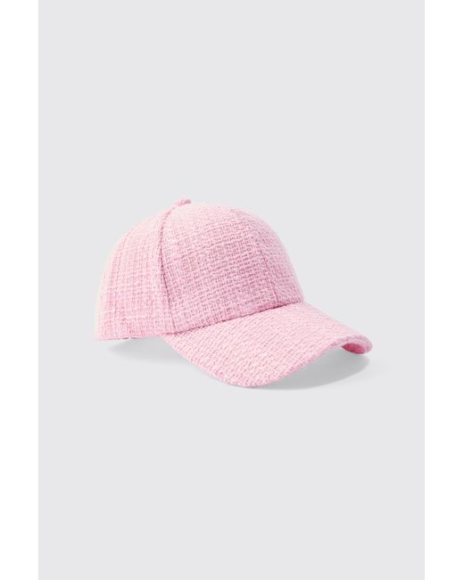 BoohooMAN Boucle Texture Cap In Pastel Pink for men