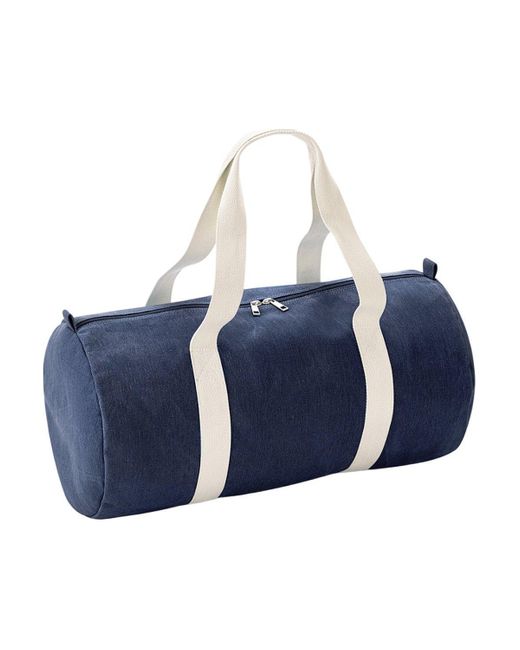 BoohooMAN Blue Bagbase Barrel Denim Duffle Bag for men
