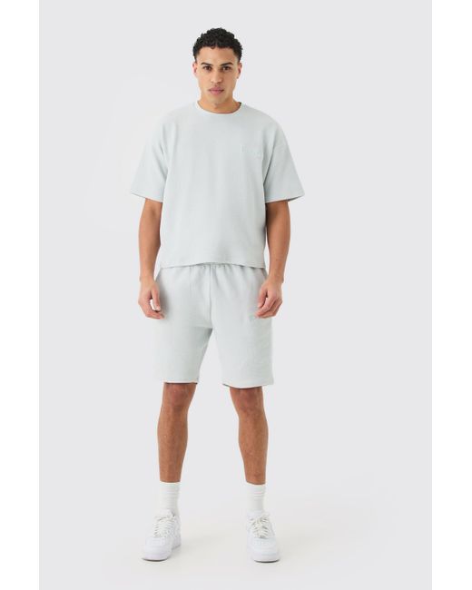 BoohooMAN White Oversized Boxy T-shirt And Short Set for men