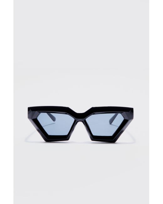 BoohooMAN Chunky Plastic Sunglasses In Black in White für Herren