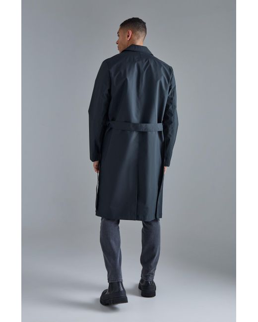 BoohooMAN Blue Classic Belted Trench Coat for men