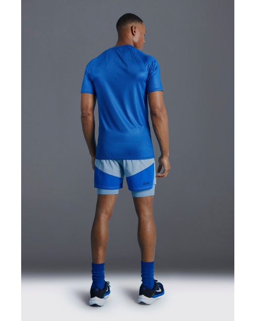 BoohooMAN Blue Man Active Muscle Fit Colour Block Short for men