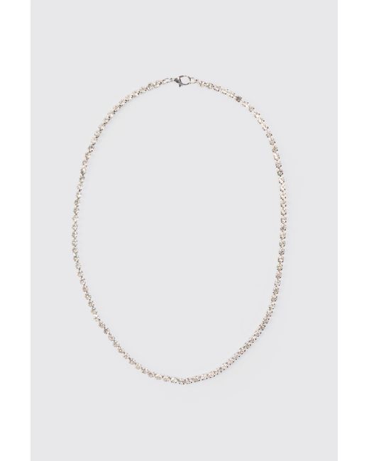BoohooMAN Iced Chain Necklace In Silver in White für Herren