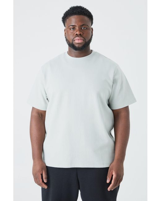 BoohooMAN Plus Core Fit Heavy Interlock T-shirt in White für Herren