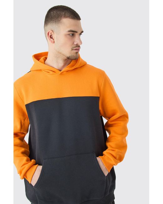 BoohooMAN Tall Colour Block Hoodie In Orange für Herren
