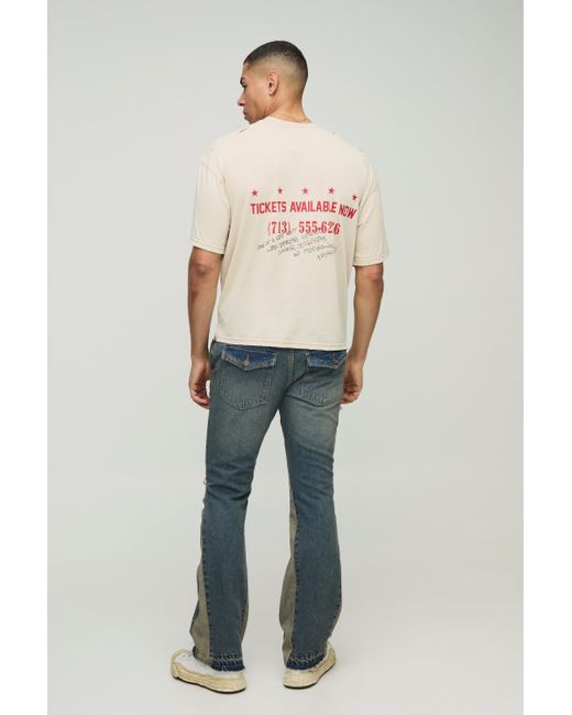BoohooMAN Pink Oversized Boxy Burnout Acid Wash Distressed Western Graphic T-Shirt for men