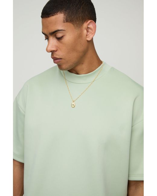 Camiseta Oversize De Scuba Con Cuello Extendido Boohoo de color Green