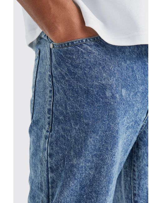 BoohooMAN Tall Relaxed Fit Acid Wash Jeans in Blue für Herren
