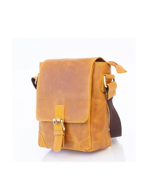 BoohooMAN Multicolor Primehide 'columbia' Leather Buckle Messenger Bag for men