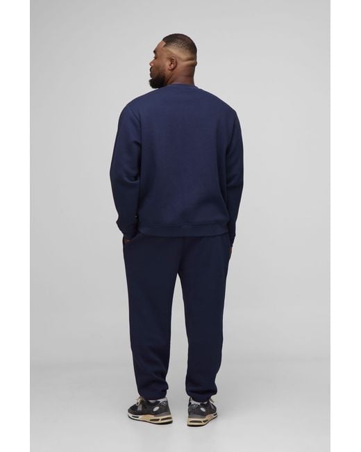 BoohooMAN Blue Plus Basic Regular Fit Crew Neck Sweatshirt for men
