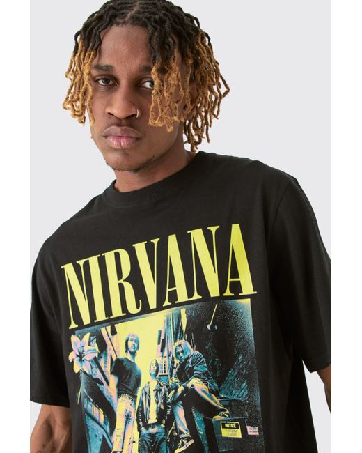 BoohooMAN Green Tall Nirvana Colour Band Print Licence T-shirt for men