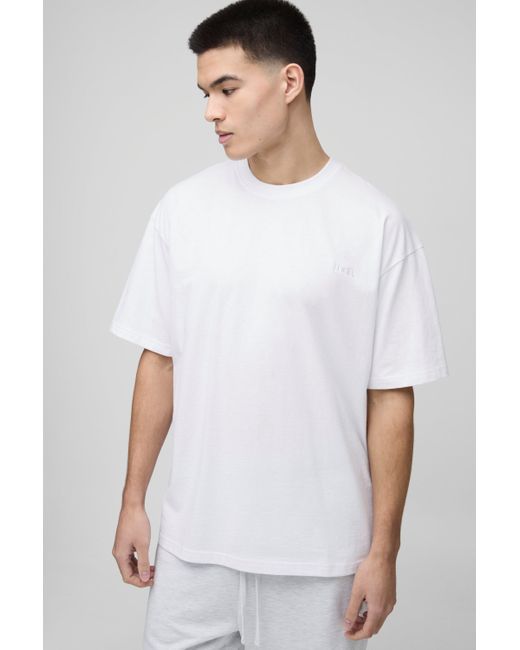 Hombre. Camiseta Oversize Con Cuello De Caja Boohoo de color White