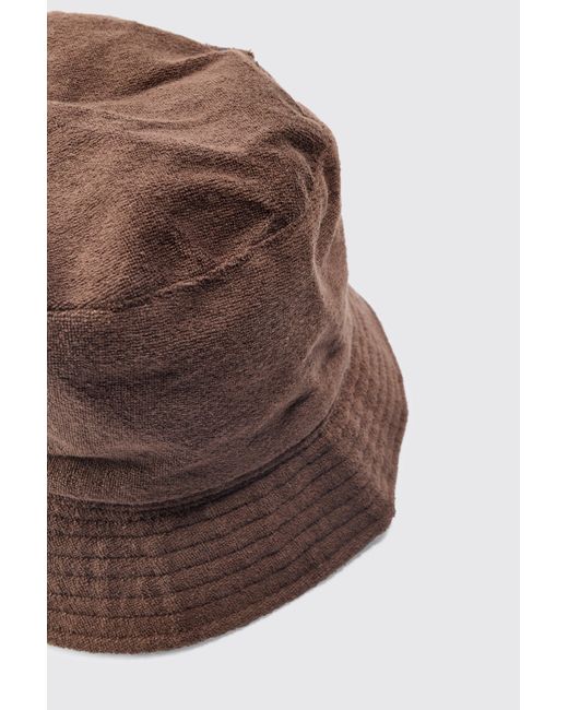 BoohooMAN Brown Towelling Bucket Hat In Chocolate for men