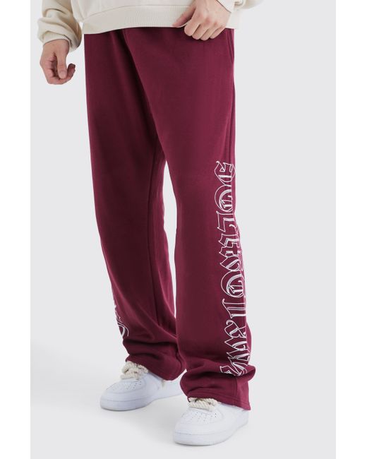 BoohooMAN Red Tall Straight Leg Worldwide Joggers for men