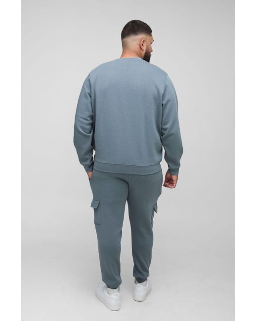 BoohooMAN Blue Plus Basic Regular Fit Crew Neck Sweatshirt for men