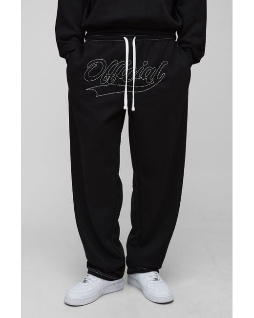 Boohoo Black Tall Oversized Official Contrast Stitch Flat Knit Joggers