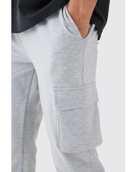 BoohooMAN Gray Skinny Fit Cargo Jogger for men