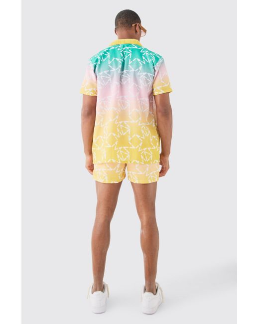BoohooMAN Multicolor Regular Ombre Shirt & Trunks Set for men