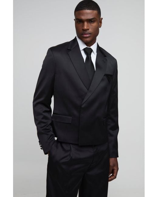 BoohooMAN Blue Oversized Boxy Satin Blazer for men