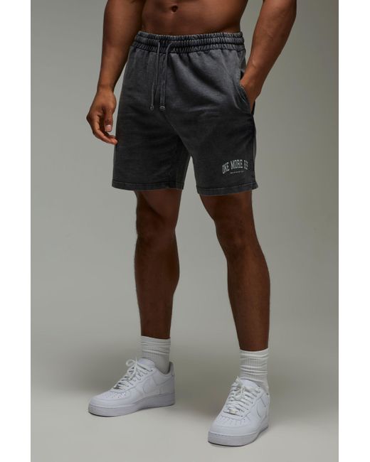 BoohooMAN Black One More Rep Loose Fit 5Inch Washed Short for men