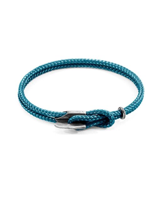 BoohooMAN Blue Anchor & Crew Padstow Silver And Rope Bracelet for men