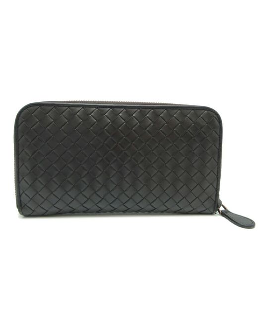 BoohooMAN Black Bottega Veneta Preloved Intrecciato Zip Around Wallet - Brown for men