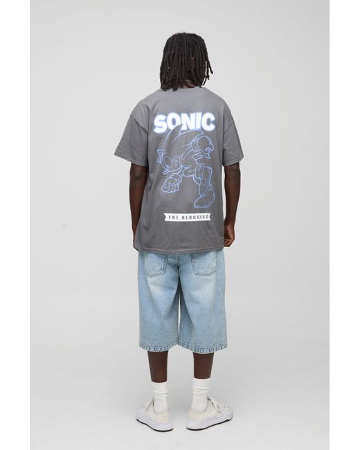 Camiseta Regular Color Carbón Con Estampado De Sonic The Hedgehog Boohoo de color Gray