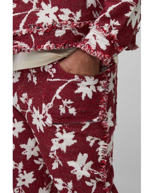 Pantalón Plus De Campana Con Estampado De Tapiz De Flores Boohoo de color Red