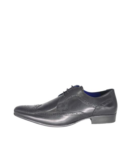 BoohooMAN Gray Thomas Crick Leather Lace Up Brogues for men
