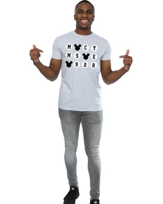 BoohooMAN Gray Disney Mickey Mouse 1928 Circles T-shirt for men