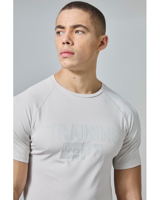 BoohooMAN Gray Active Training Dept Muscle Fit T-shirt for men